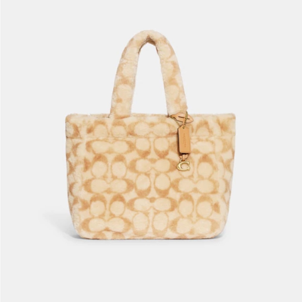 Coach Shearling Beige Patterned Crossbody Bag